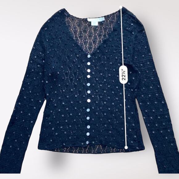 Anthropologie Tweeds Black Silk Beaded Cardigan Sweater Size S Business‎ Preppy - Picture 5 of 6